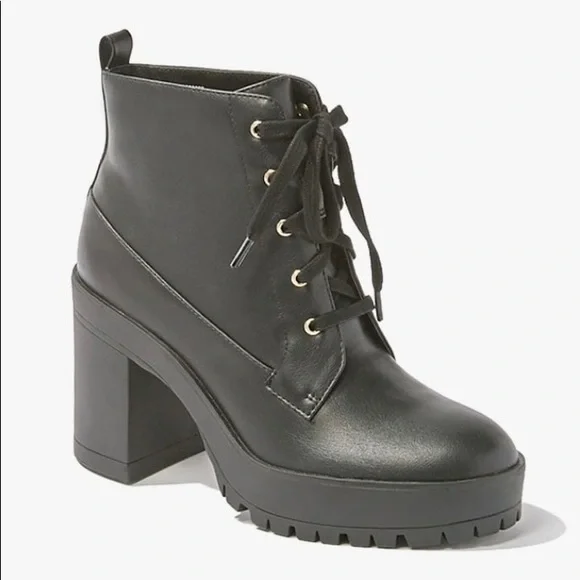 Forever 21 Black Combat Boots - Picture 1 of 2